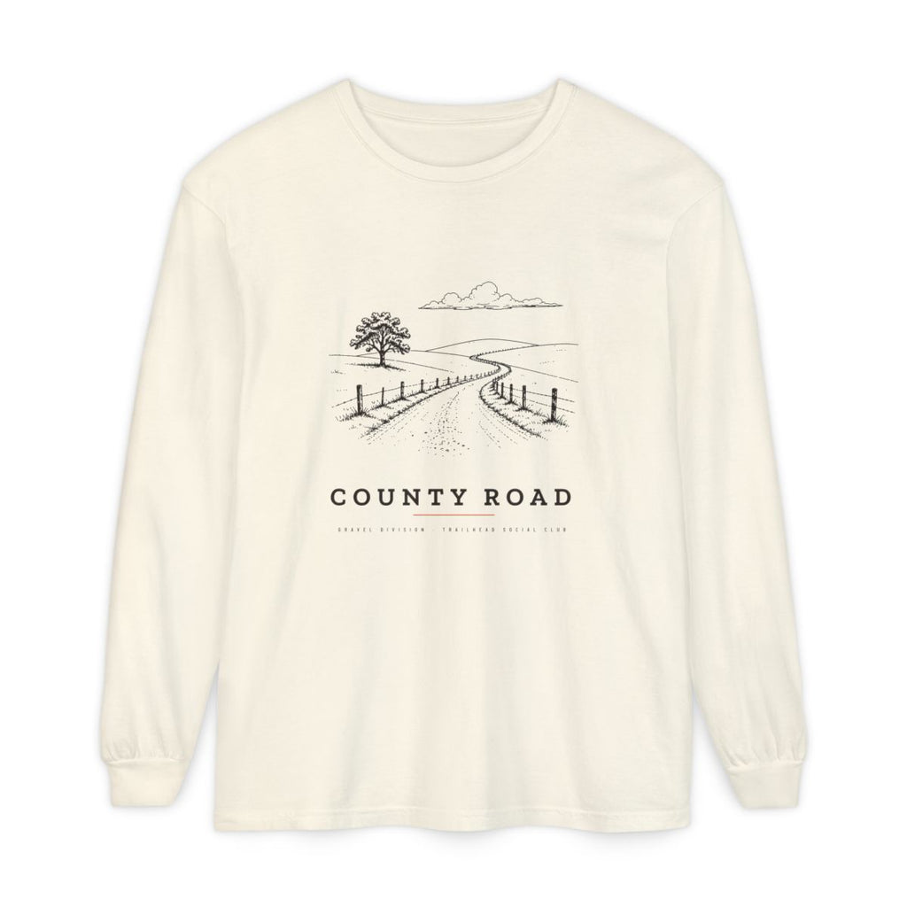 County Road Long Sleeve Tee in Ivory, front view