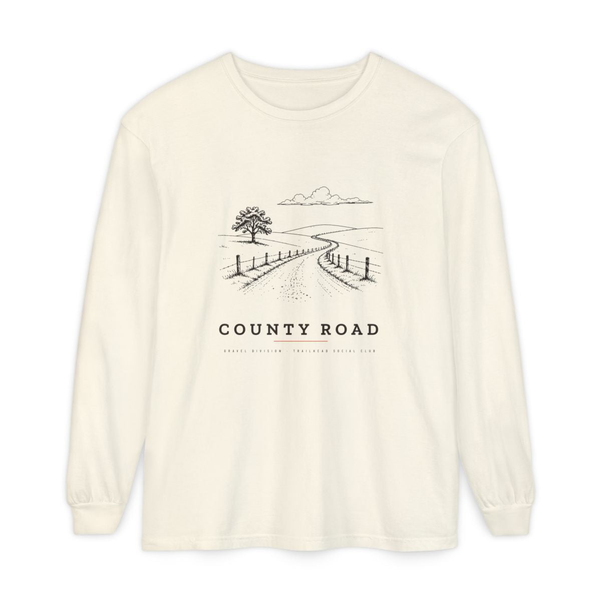 County Road Long Sleeve Tee in Ivory, front view