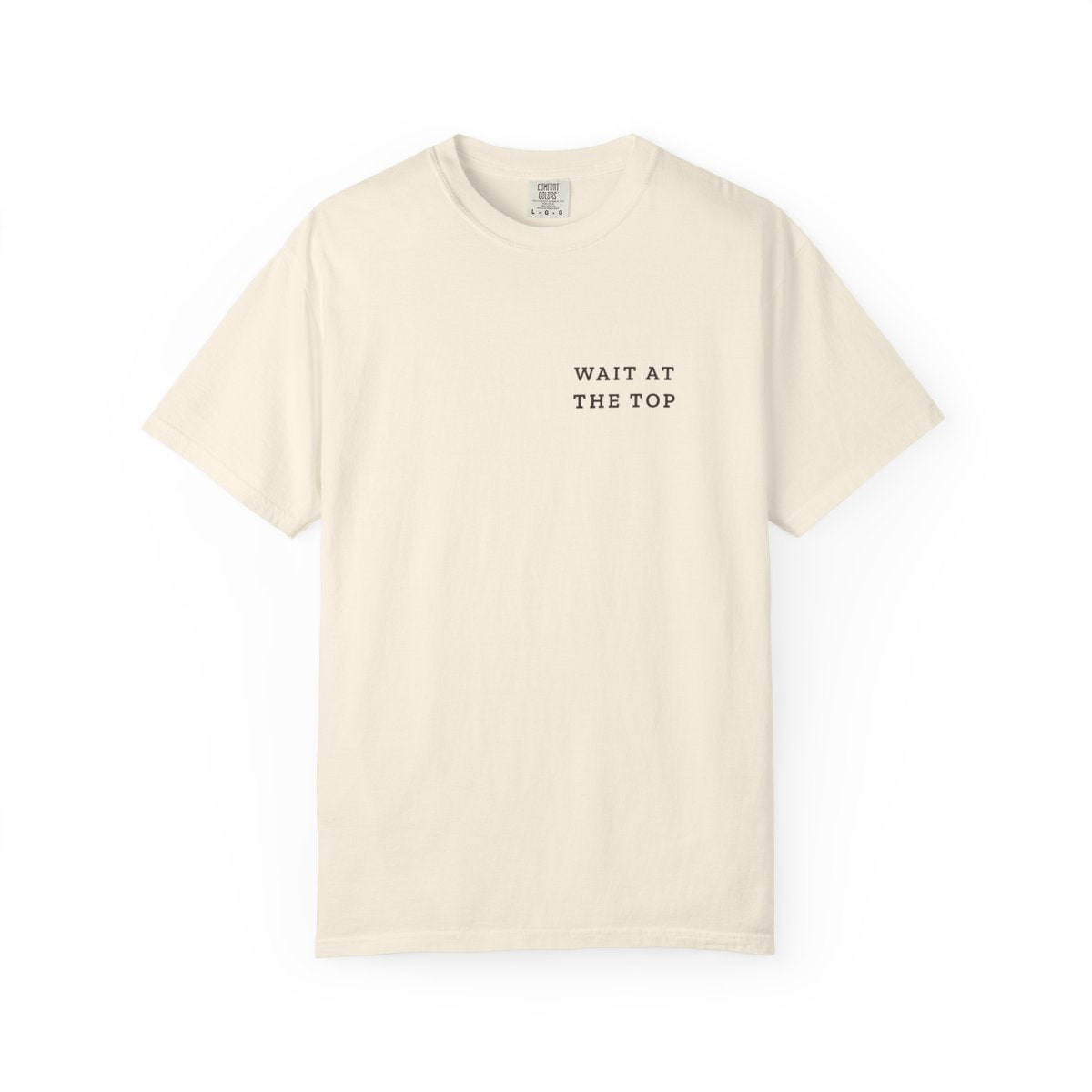 Wait at the Top Pocket Tee in Ivory, front view