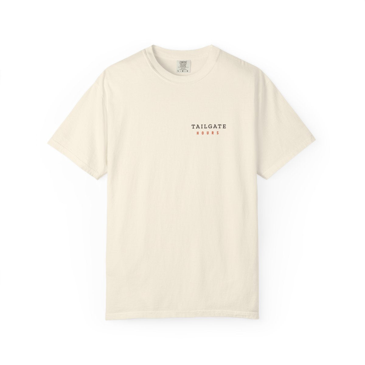 Tailgate Hours Pocket Tee in Ivory, front view