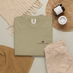 Timberline Pocket Tee in Khaki, fabric and print detail