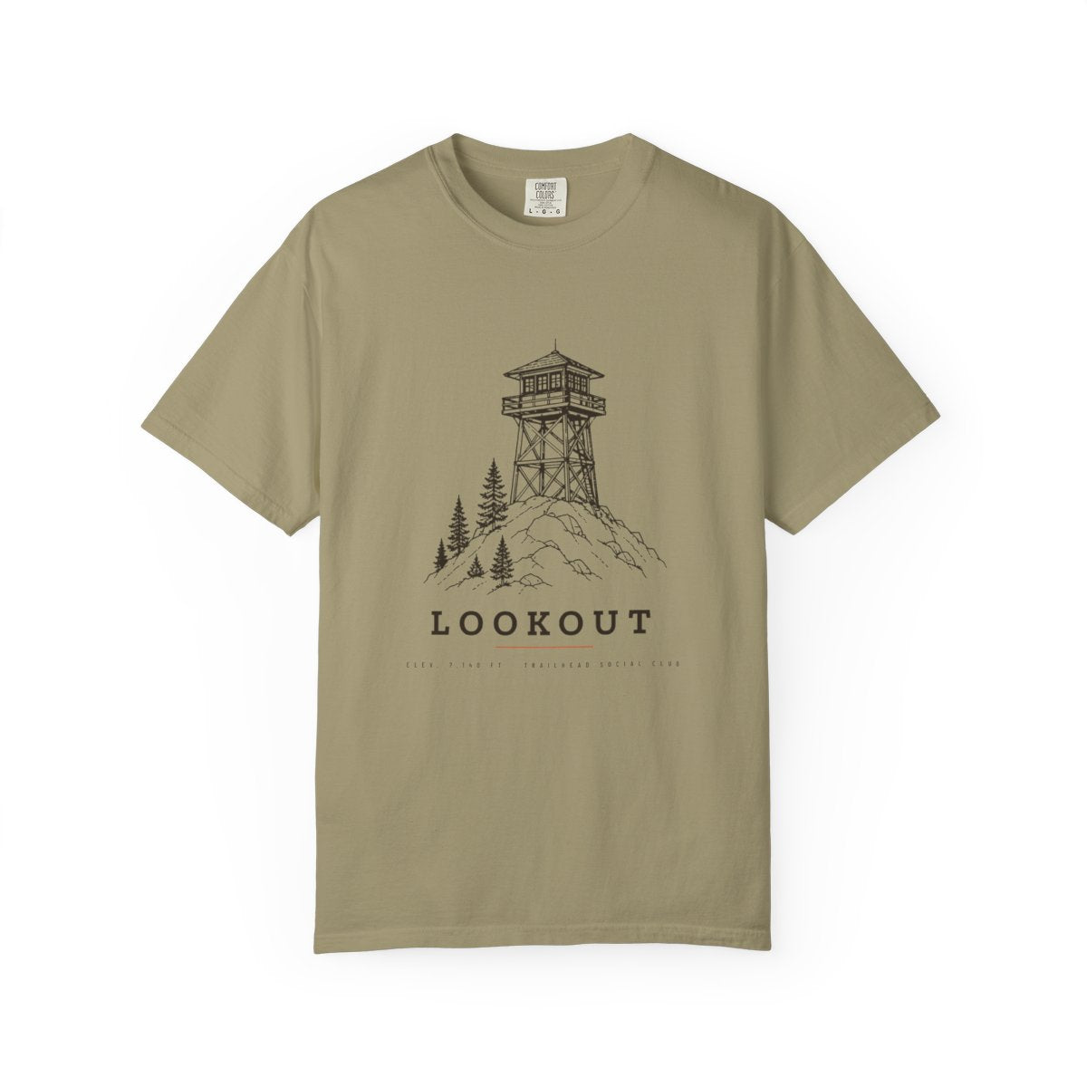 Lookout Tower Tee in Khaki, front view