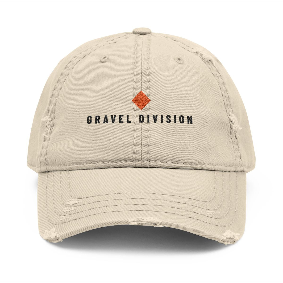 Gravel Division Dad Hat in Khaki, front view
