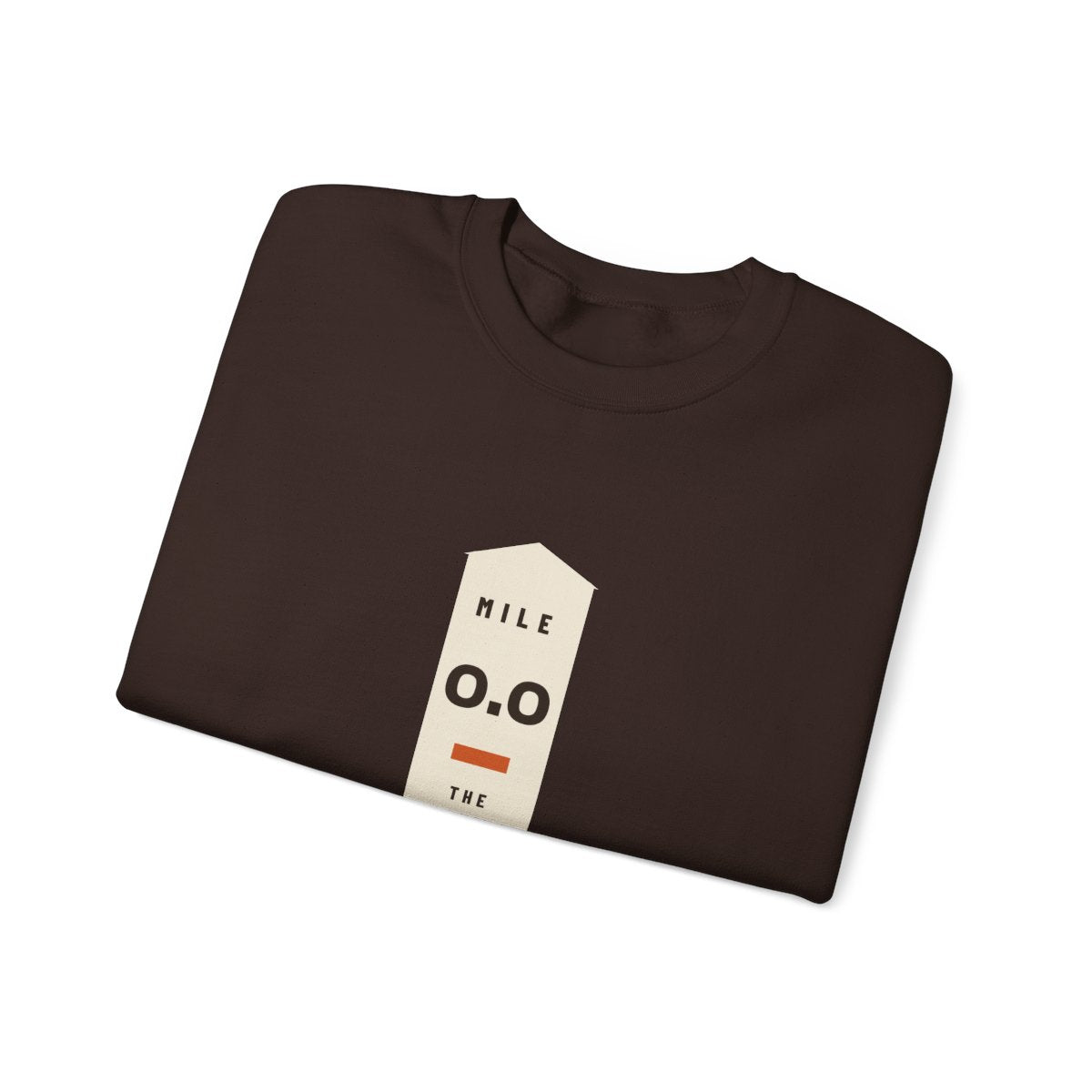 Mile Zero Crewneck in Dark Chocolate, folded