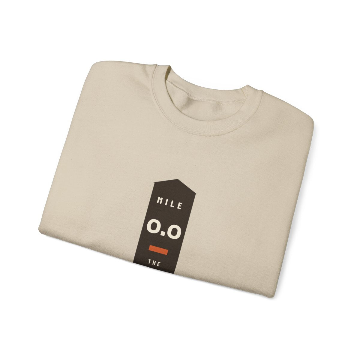 Mile Zero Crewneck in Sand, folded