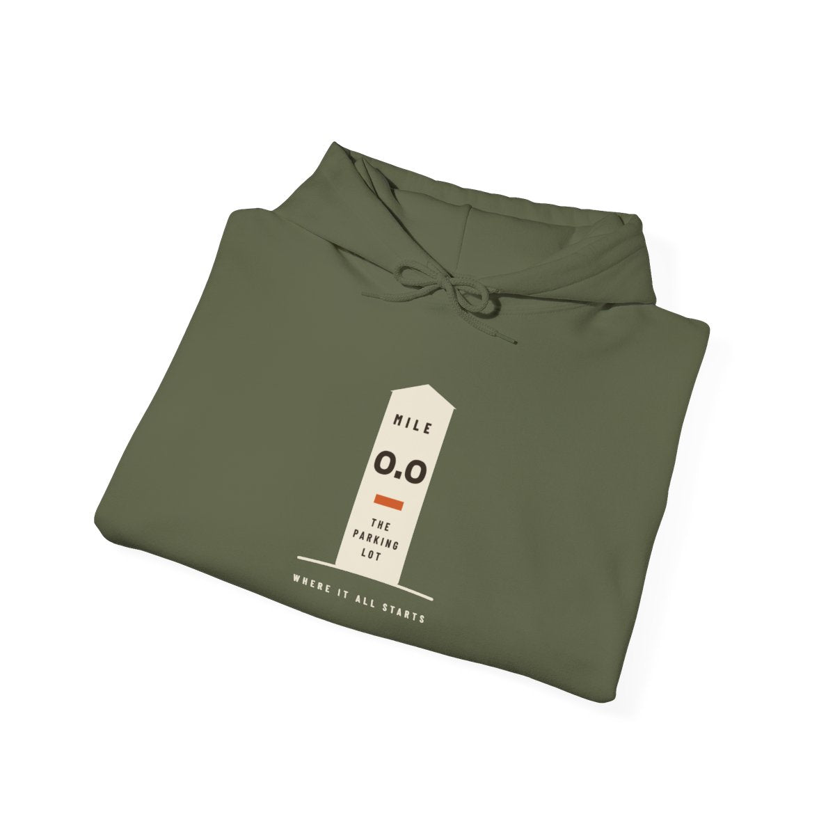 Mile Zero Hoodie in Military Green, folded