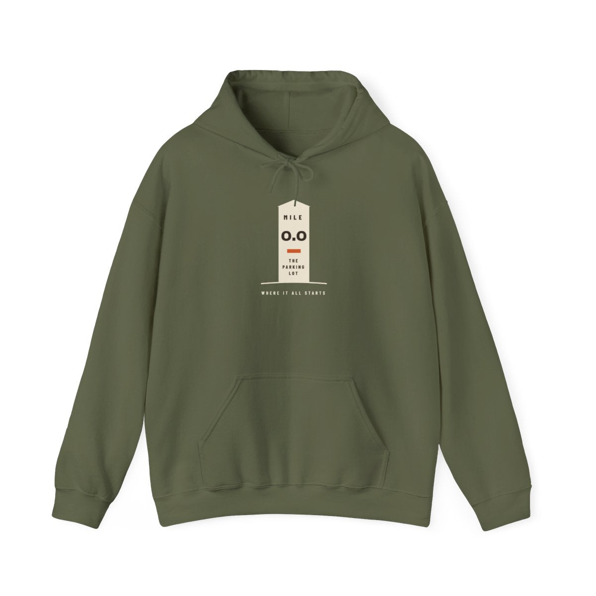 Mile Zero Hoodie in Military Green, front view