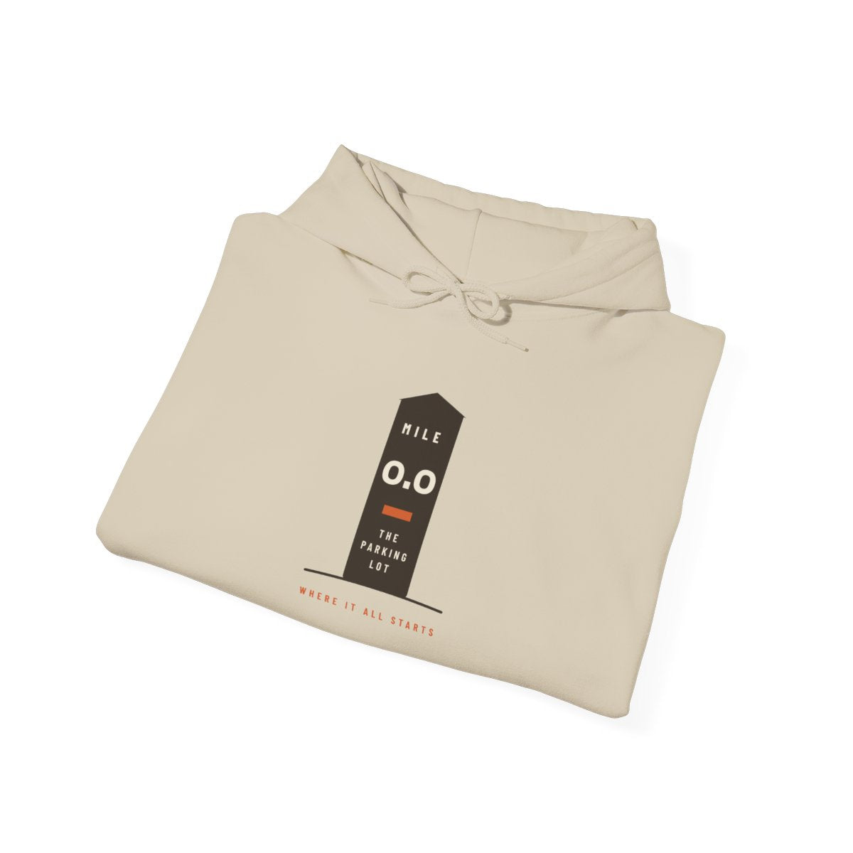 Mile Zero Hoodie in Sand, folded