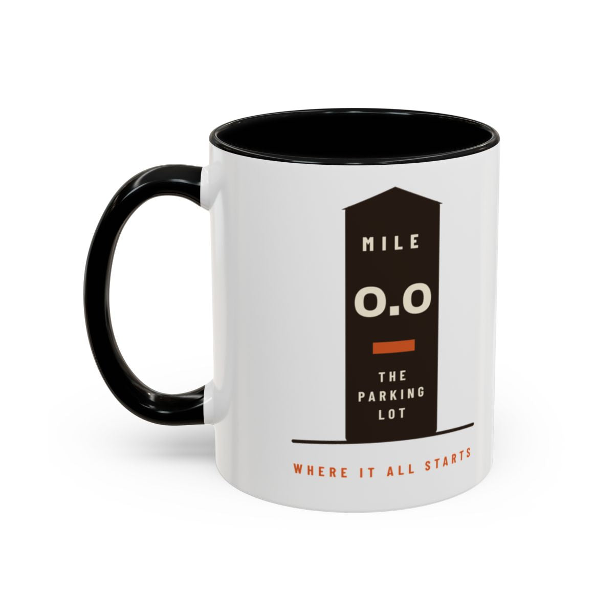 Mile Zero Mug in Black, design side