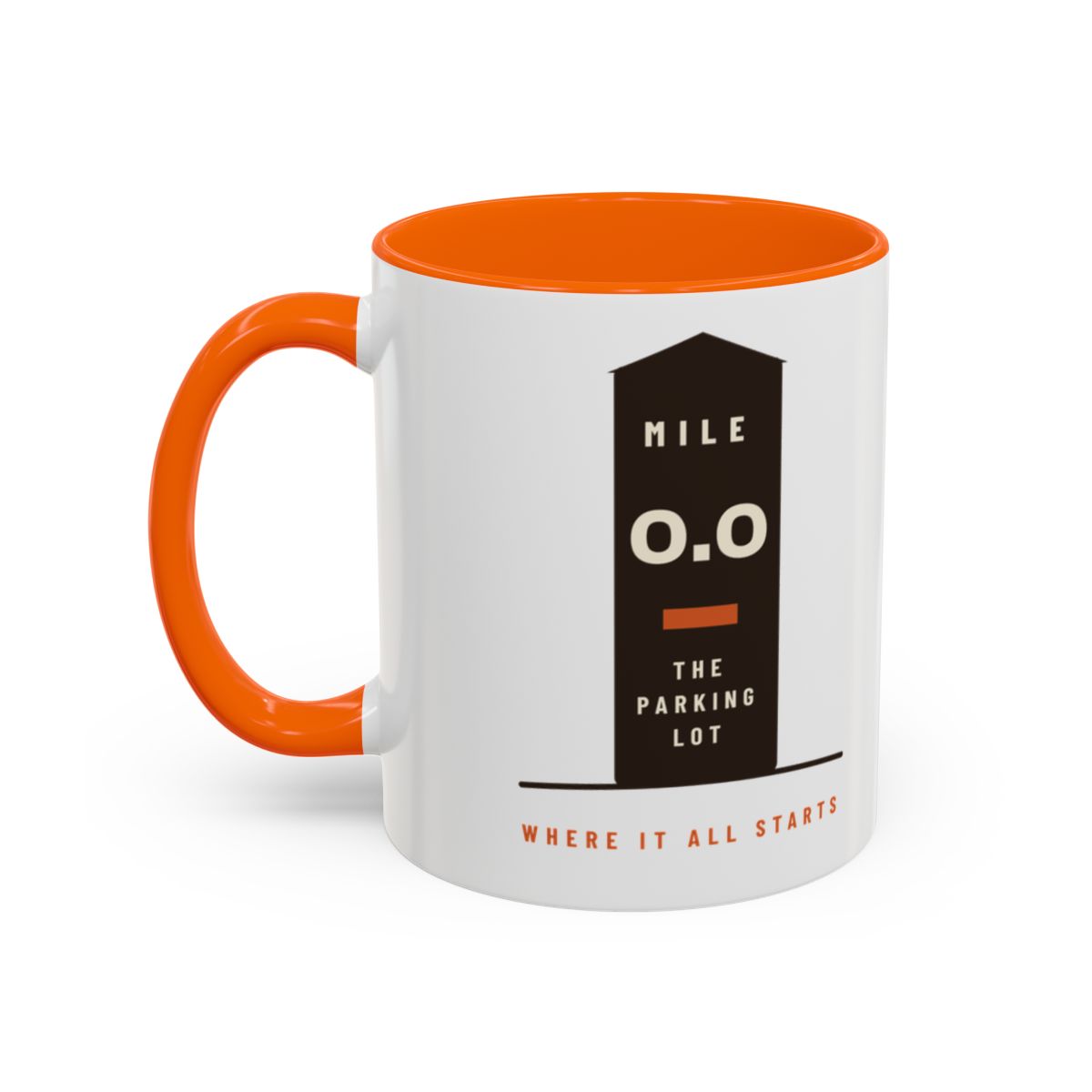 Mile Zero Mug in Orange, design side