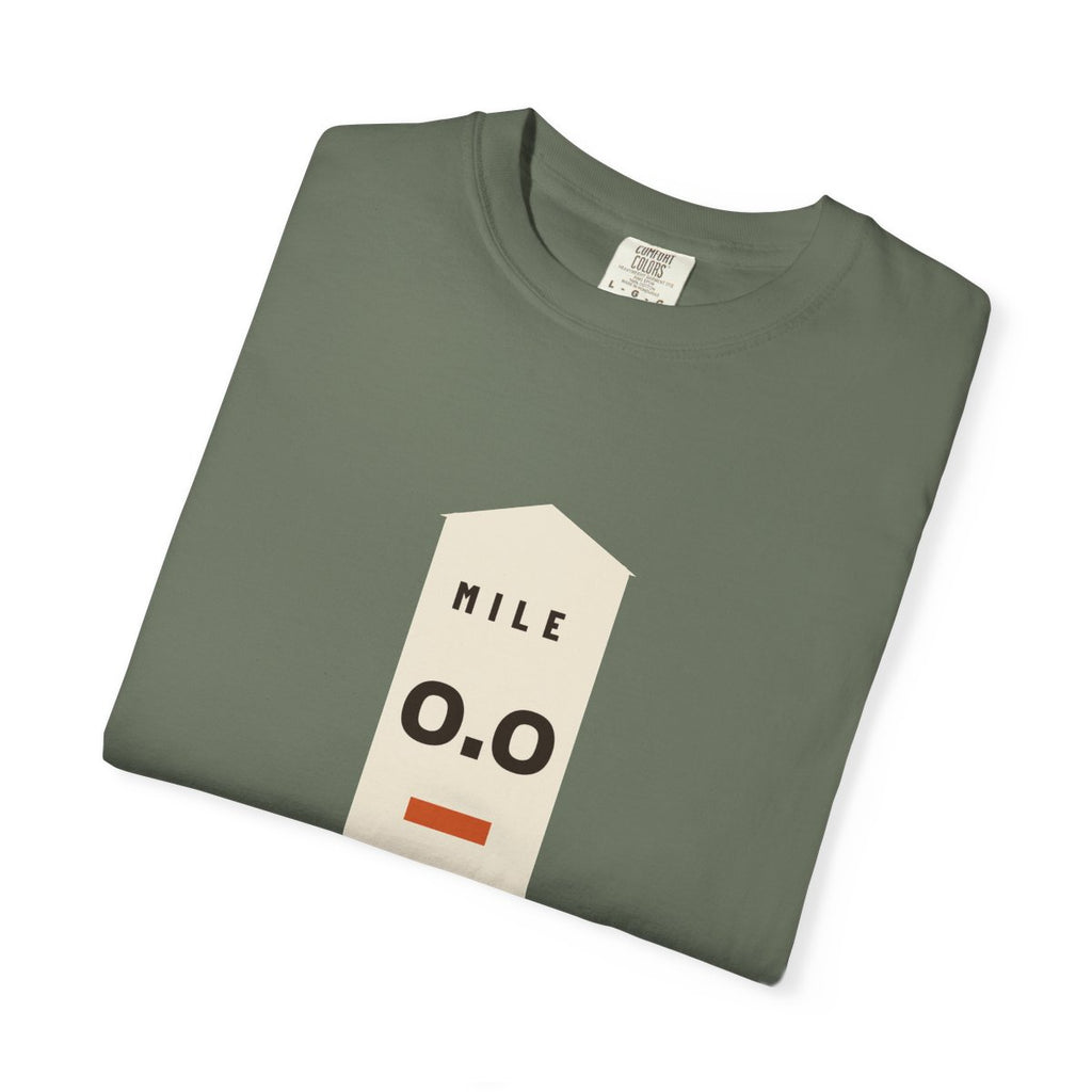 Mile Zero Tee in Moss, folded
