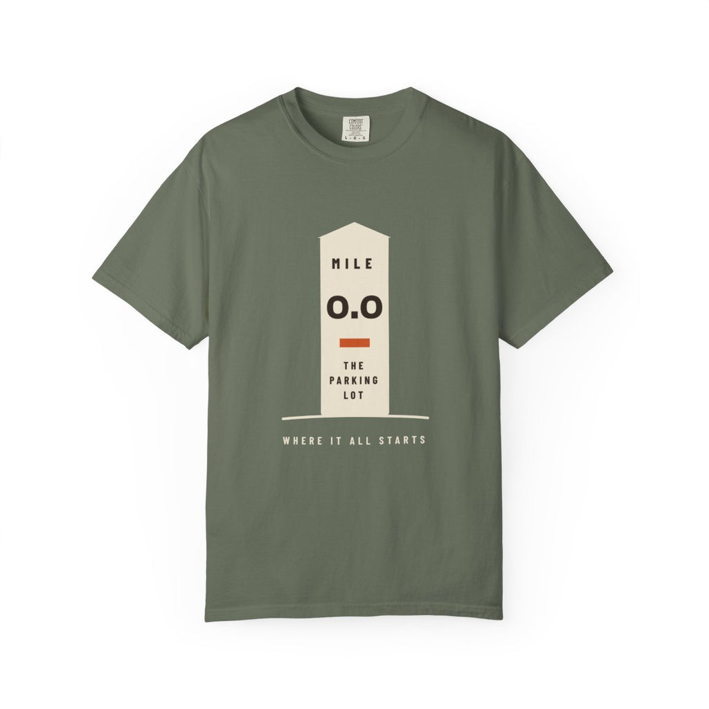 Mile Zero Tee in Moss, front view