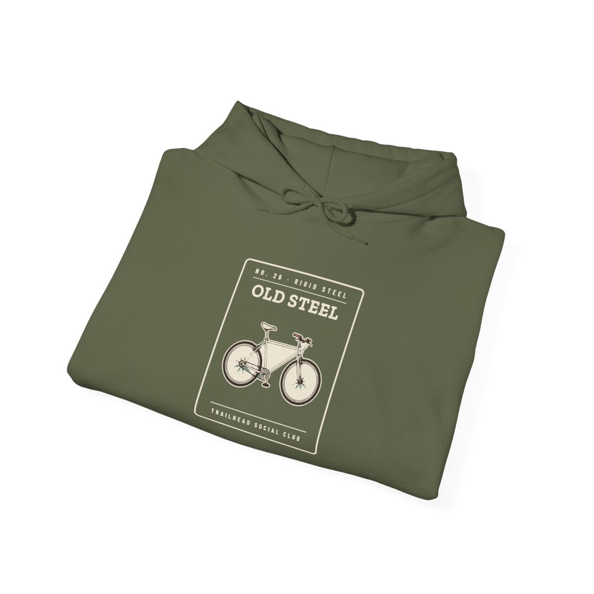 Old Steel Hoodie in Military Green, folded