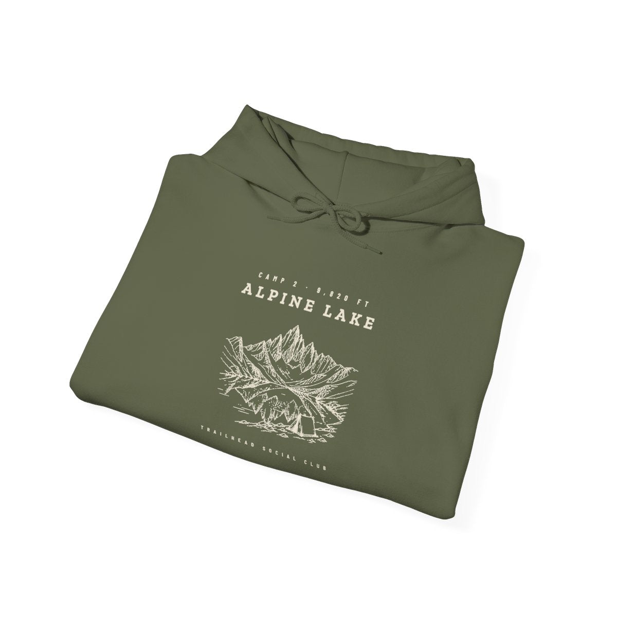 Alpine Lake Hoodie in Military Green, folded