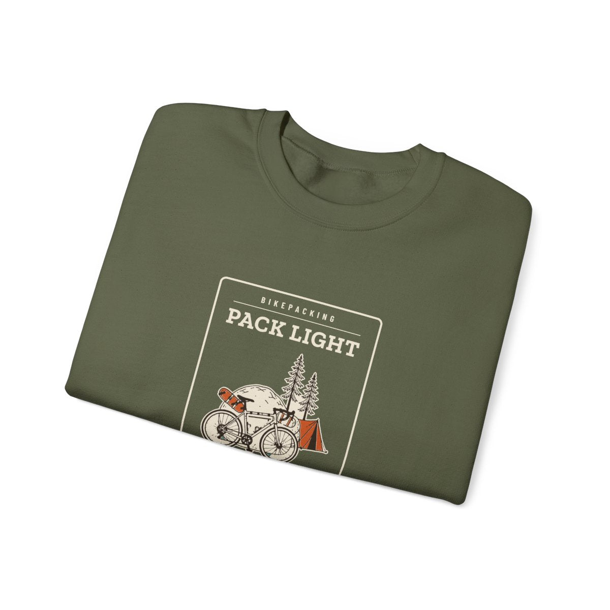 Pack Light Crewneck in Military Green, folded