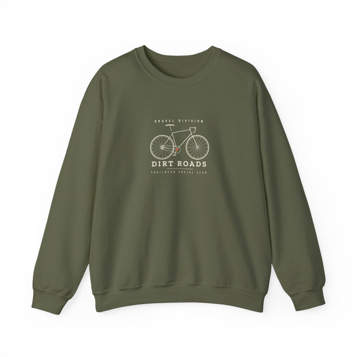 Gravel Division Crewneck in Military Green, front view