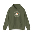 Parking Lot Seal Hoodie in Military Green, front view