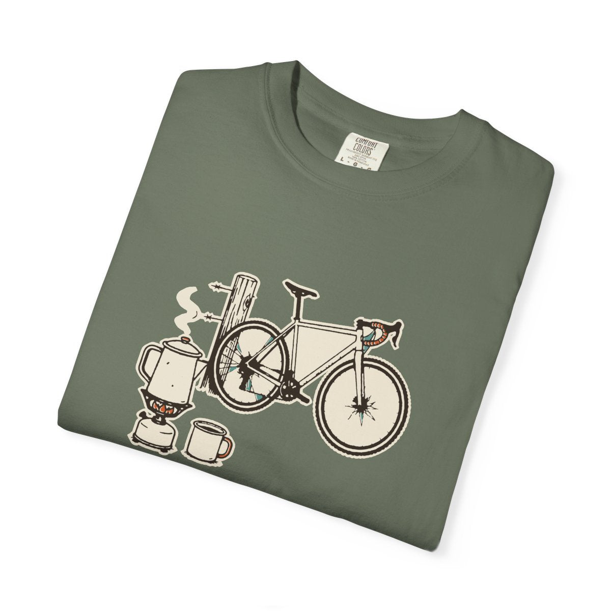Coffee Outside Tee in Moss, folded