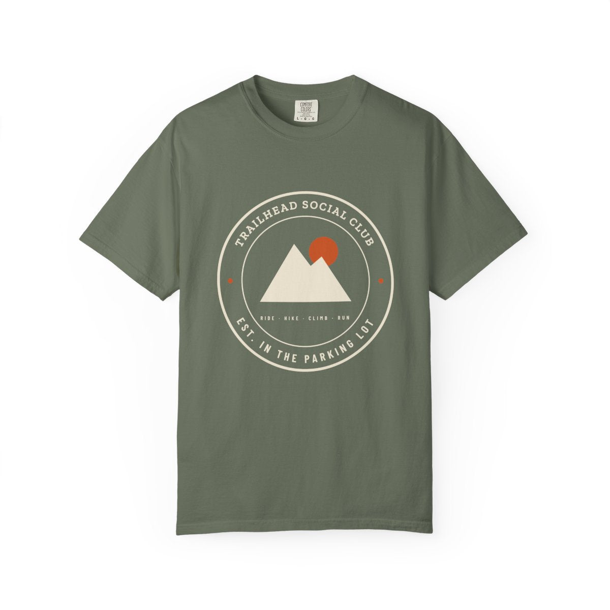 Parking Lot Seal Tee in Moss, front view
