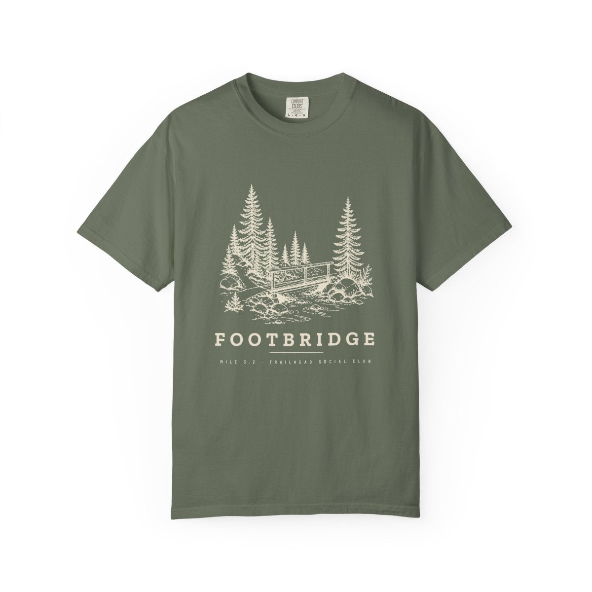 Footbridge Tee in Moss, front view
