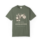 Coffee Outside Tee in Moss, front view