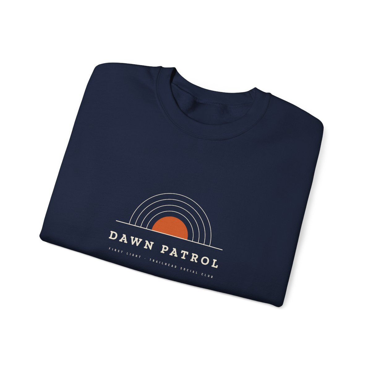 Dawn Patrol Crewneck in Navy, folded