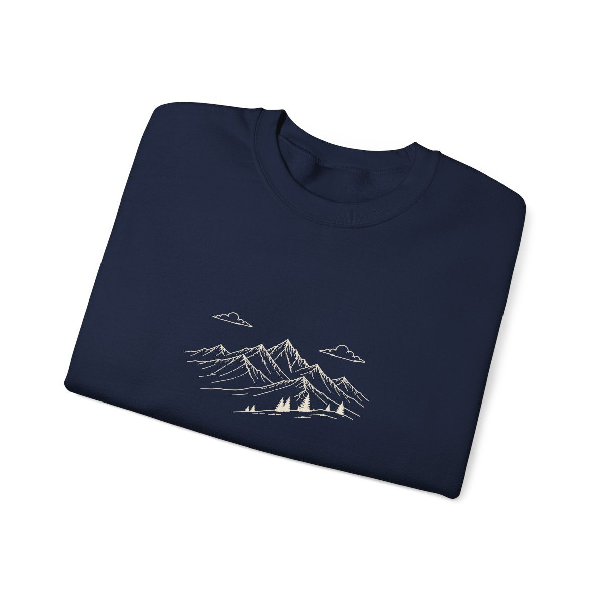 The Range Crewneck in Navy, folded