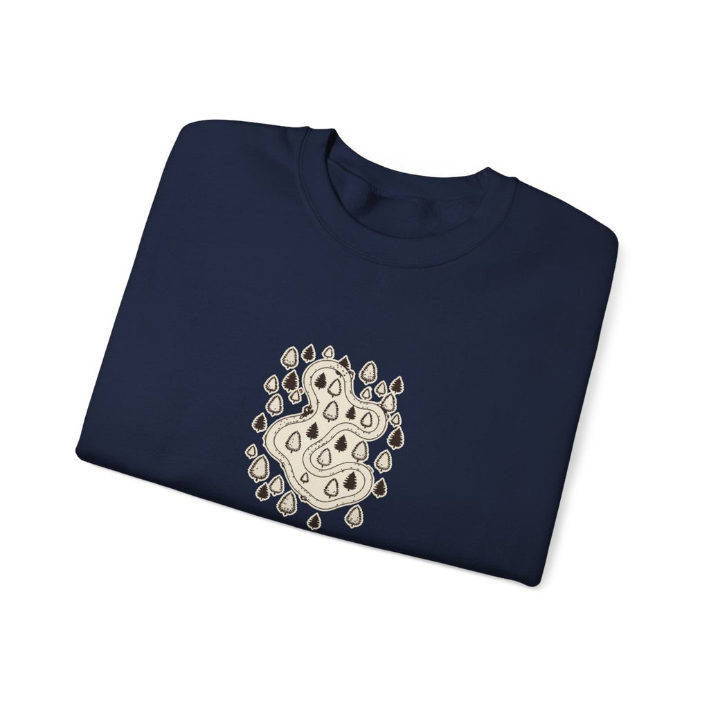 Singletrack Crewneck in Navy, folded