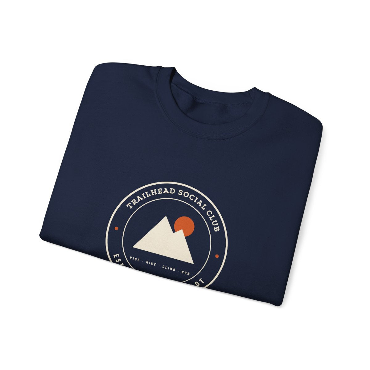 Parking Lot Seal Crewneck in Navy, folded