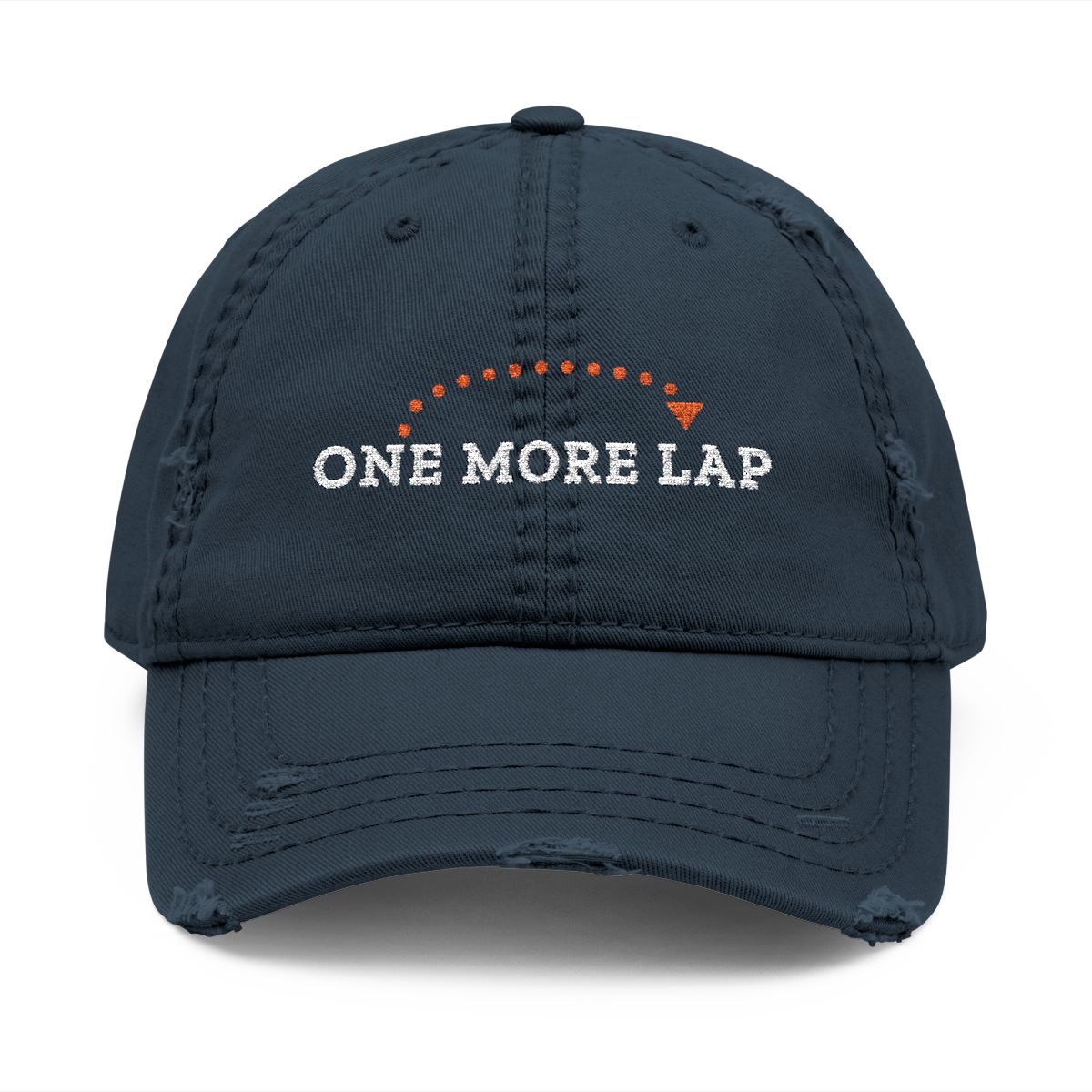 One More Lap Dad Hat in Dark Navy, front view