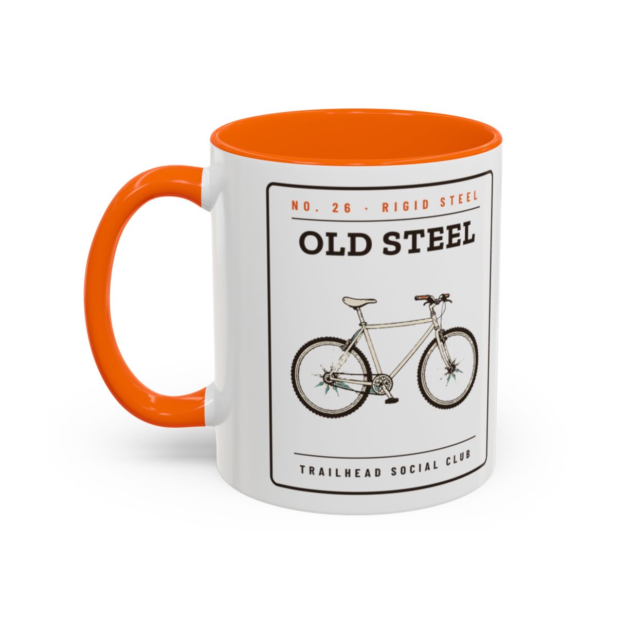 Old Steel Mug in Orange, design side