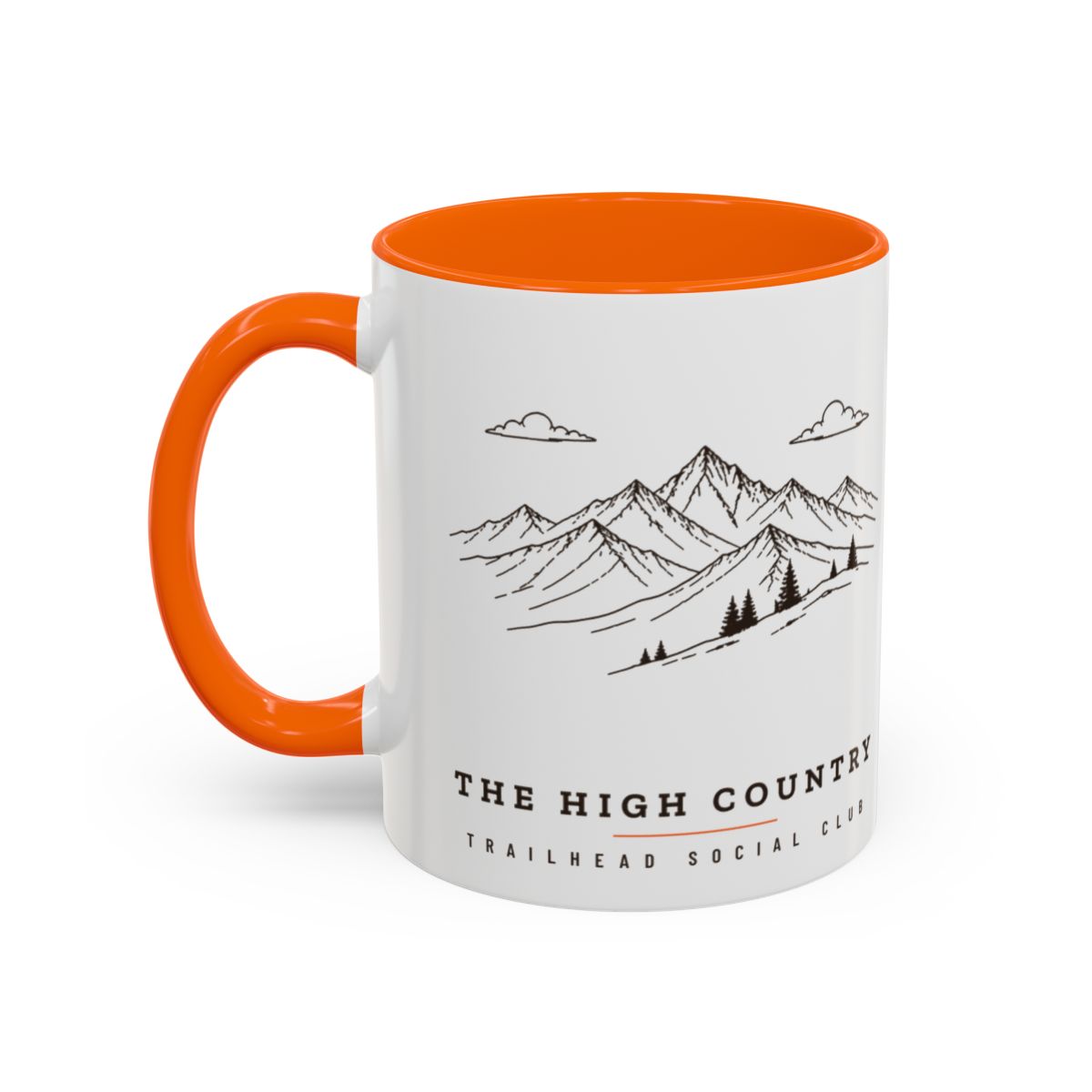 The Range Mug in Orange, design side