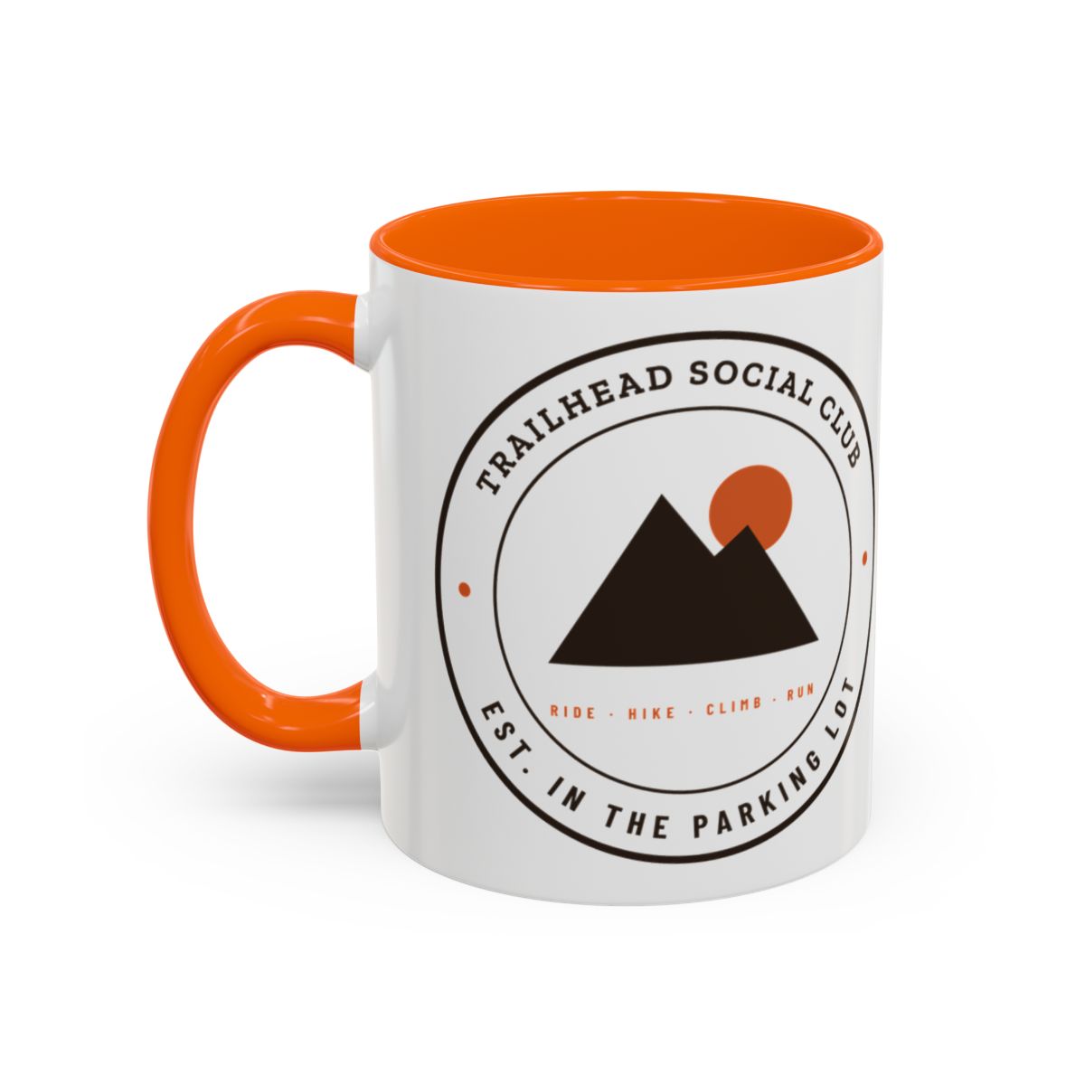 Parking Lot Seal Mug in Orange, design side