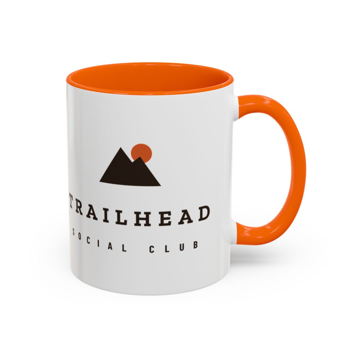 Coffee Outside Mug in Orange, club wordmark side