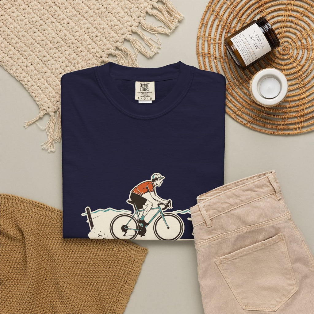 Pavement Optional Tee in True Navy, fabric and print detail