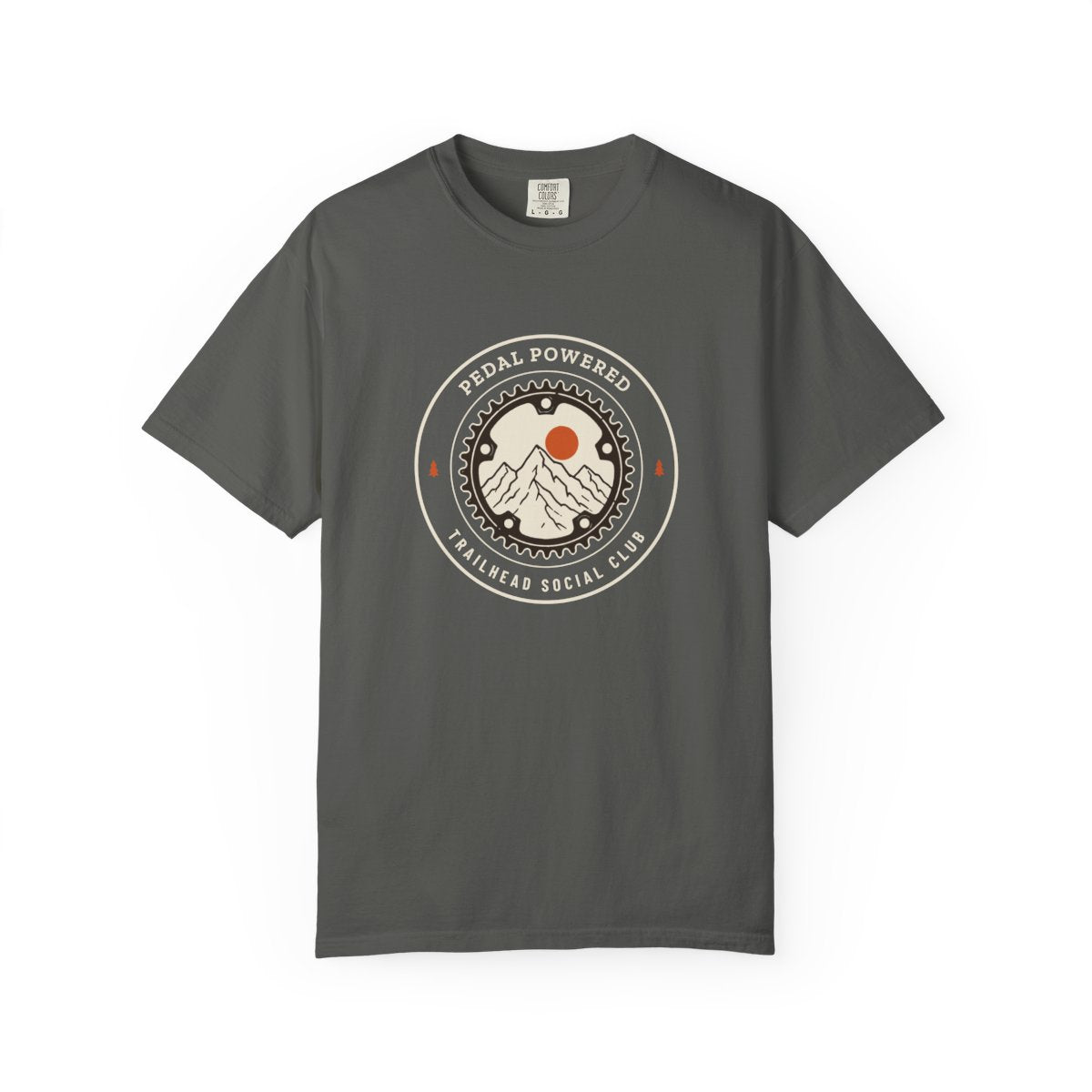 Chainring Tee in Pepper, front view