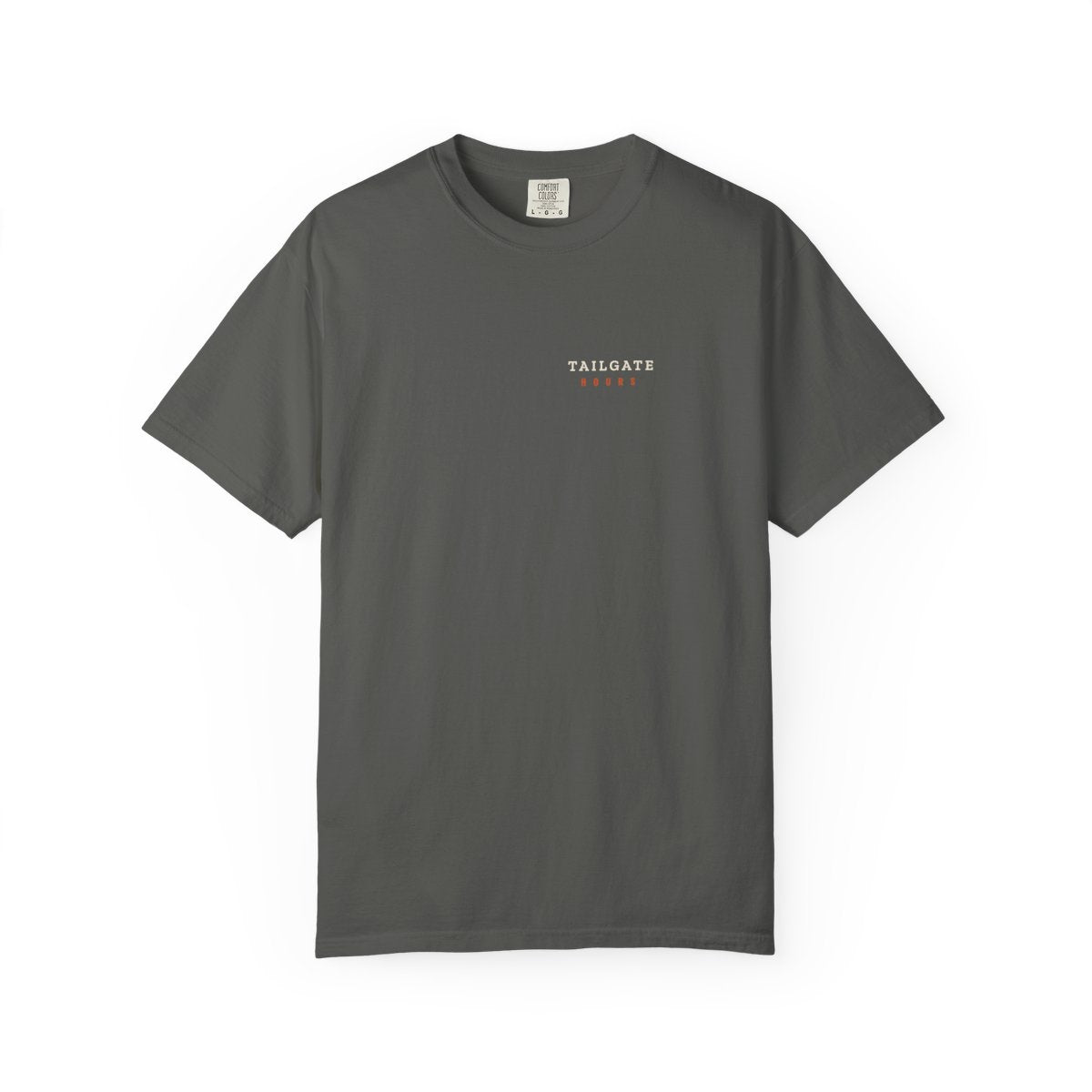 Tailgate Hours Pocket Tee in Pepper, front view