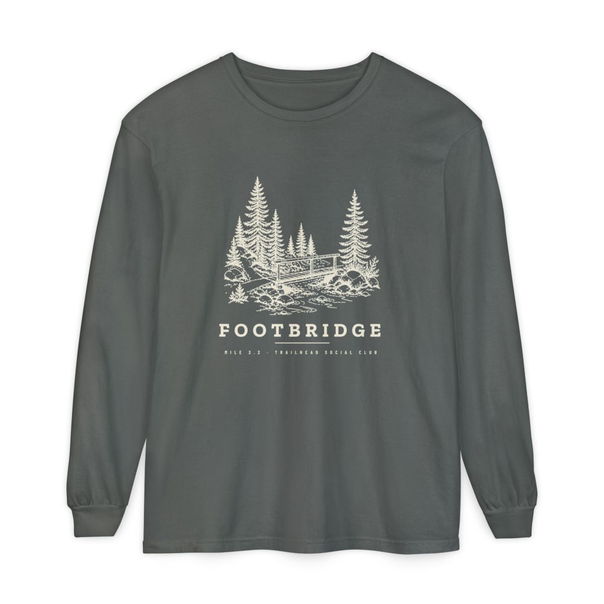 Footbridge Long Sleeve Tee in Pepper, front view