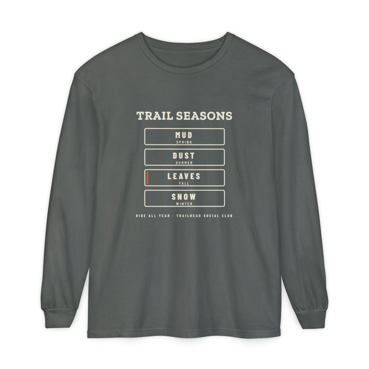 Trail Seasons Long Sleeve Tee in Pepper, front view