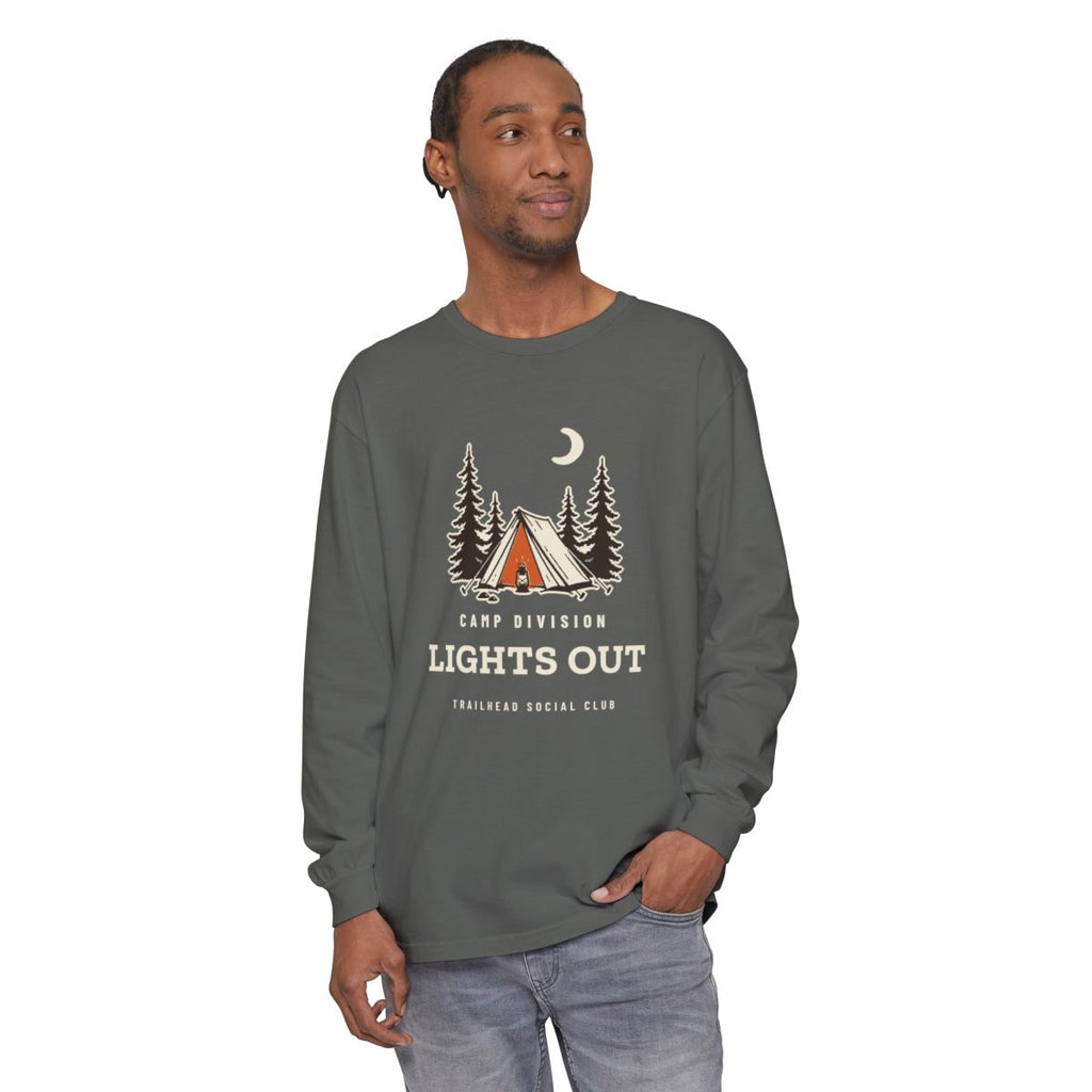 Lights Out Long Sleeve Tee in Pepper, on model