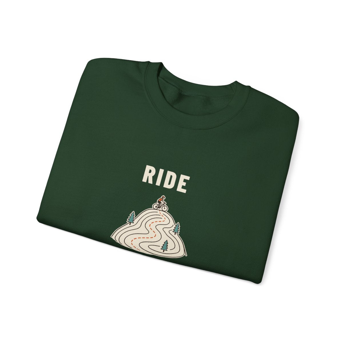 Ride Local Crewneck in Forest Green, folded
