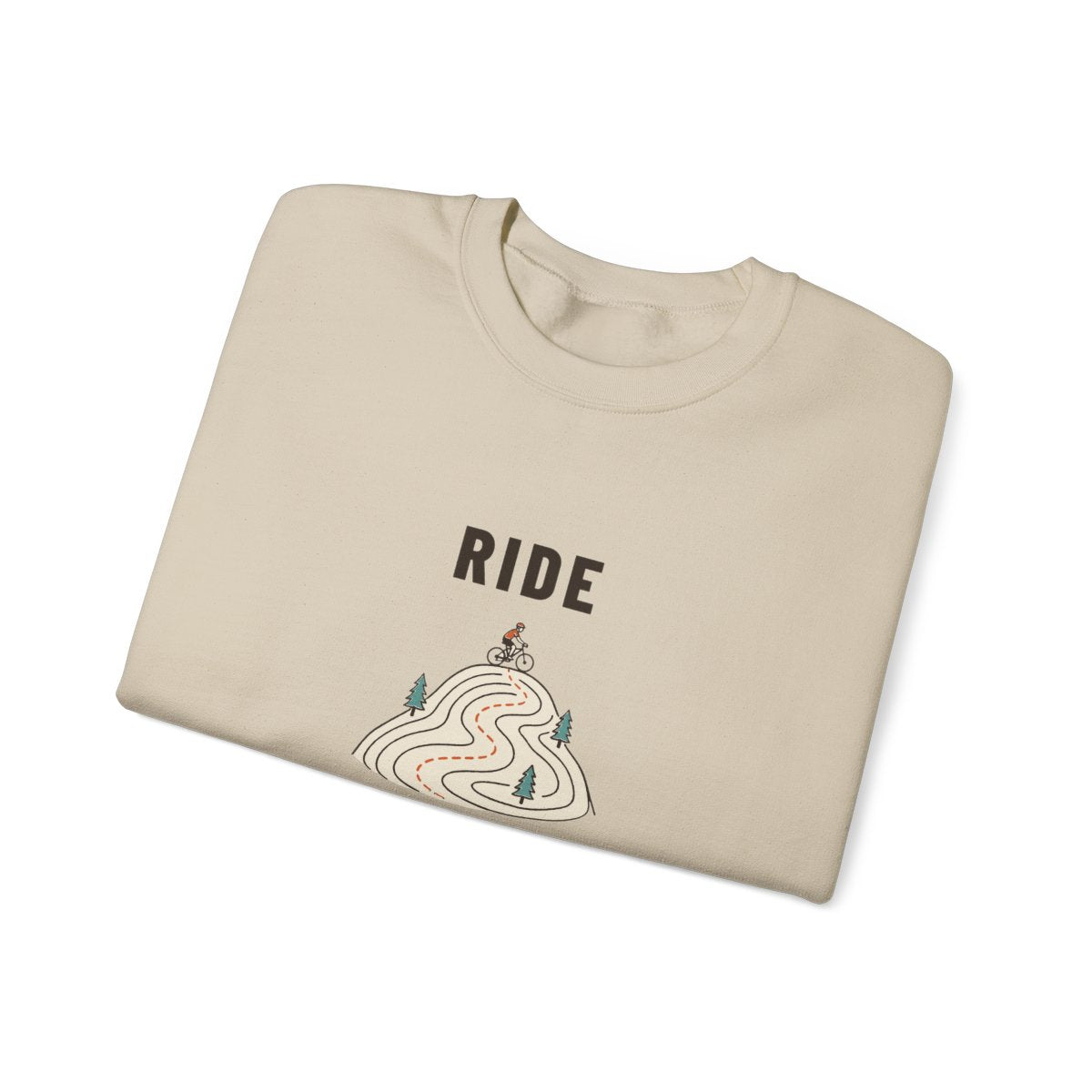 Ride Local Crewneck in Sand, folded