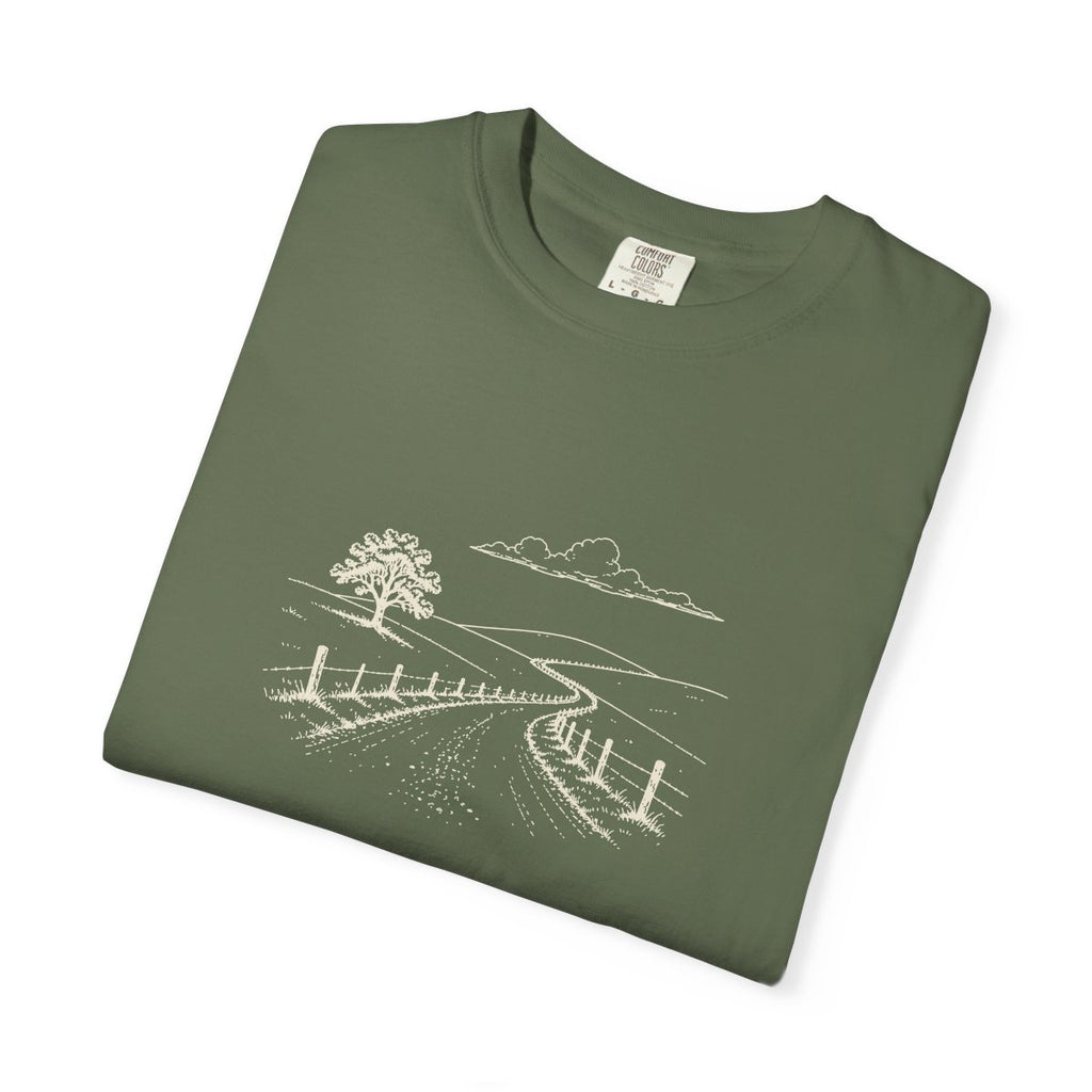 County Road Tee in Sage, folded