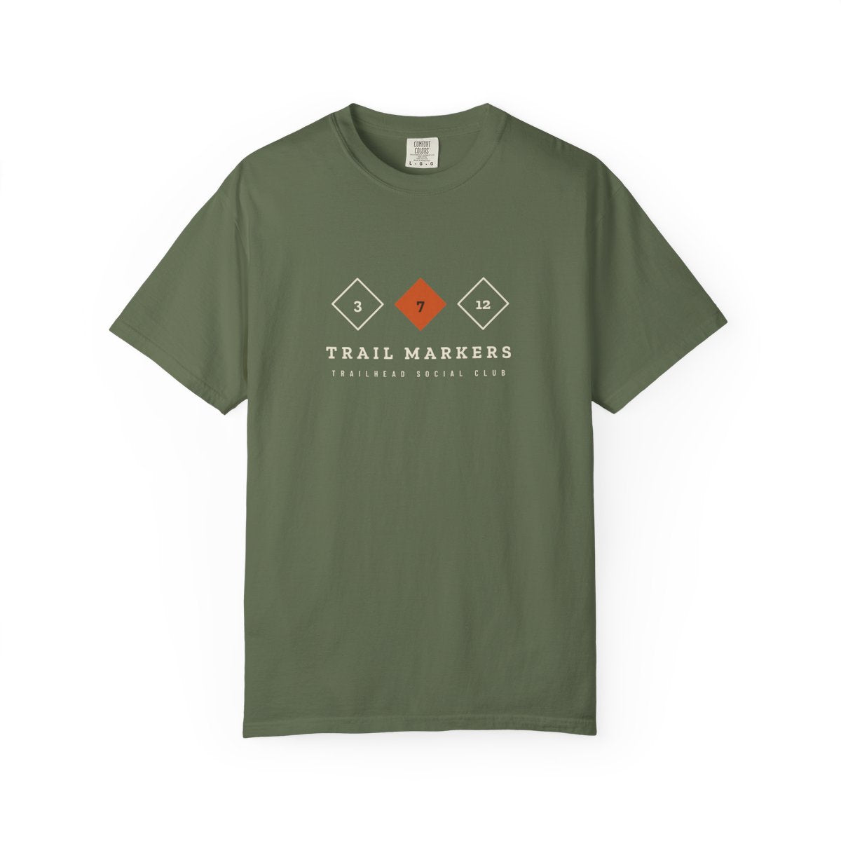 Trail Markers Tee in Sage, front view