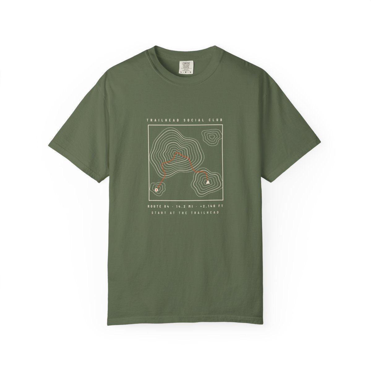 Route Map Tee in Sage, front view