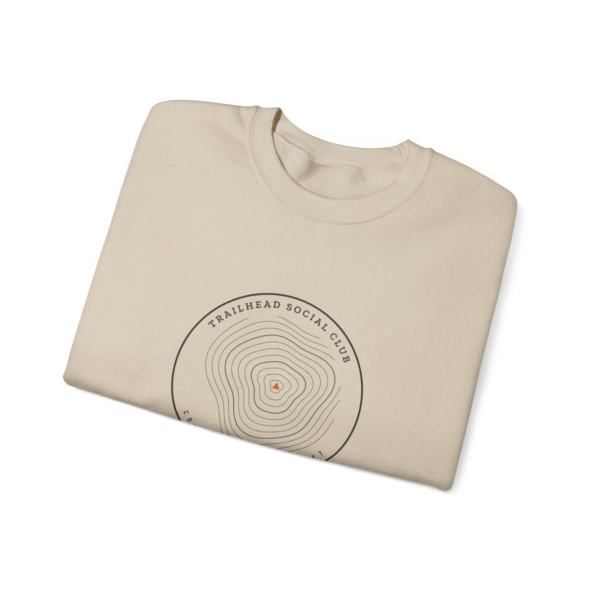 Contour Patch Crewneck in Sand, folded