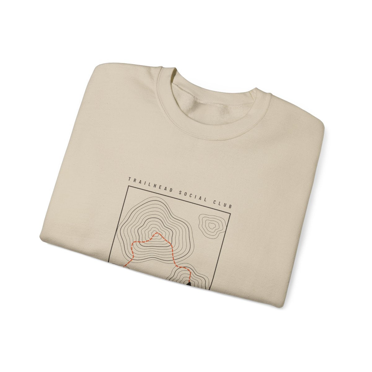 Route Map Crewneck in Sand, folded
