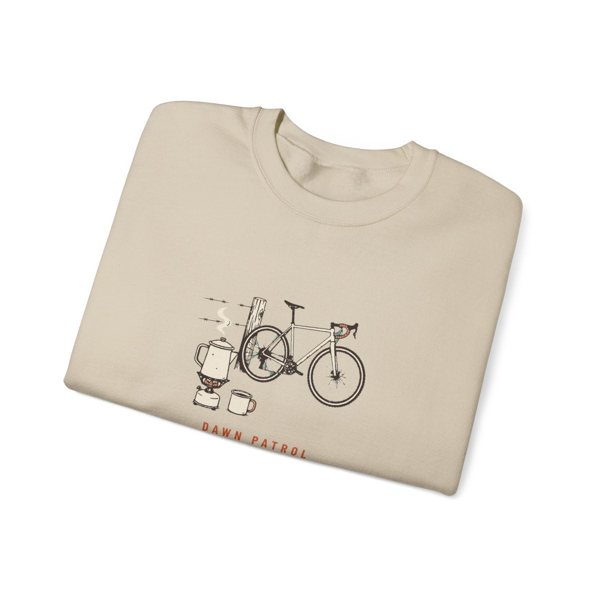 Coffee Outside Crewneck in Sand, folded