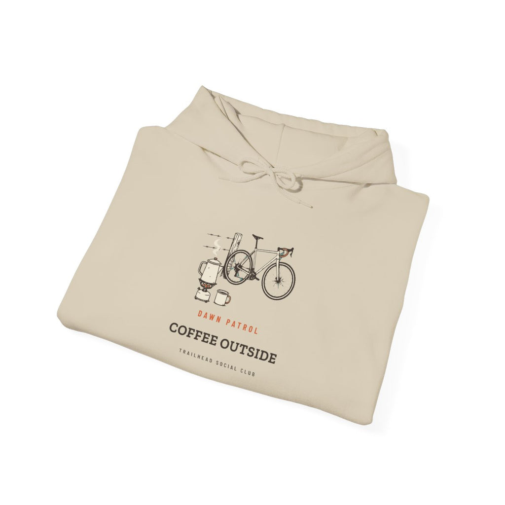 Coffee Outside Hoodie in Sand, folded