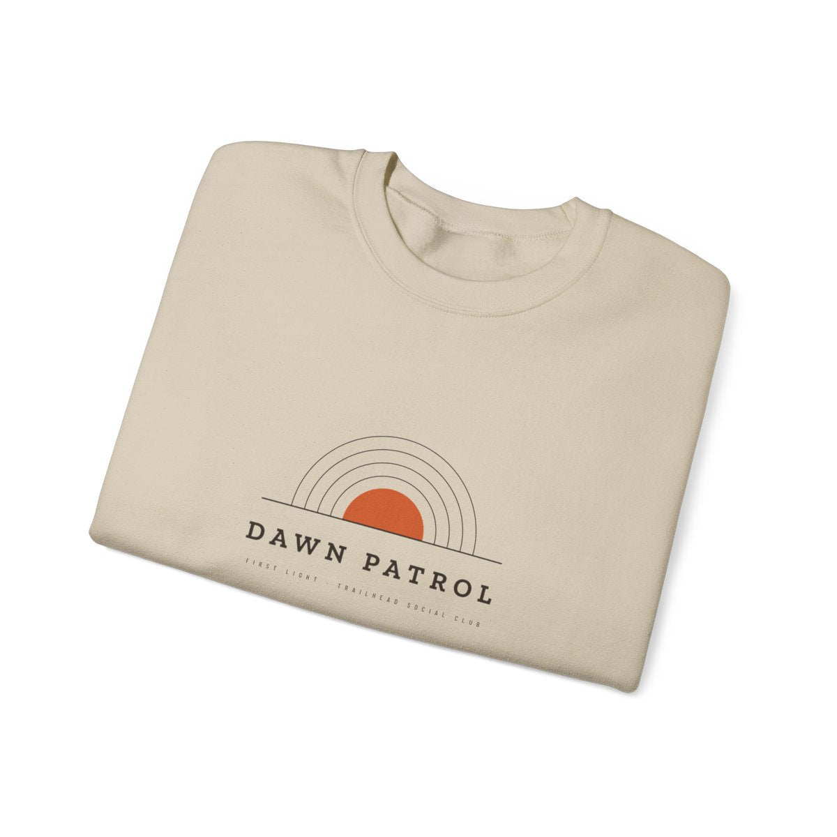 Dawn Patrol Crewneck in Sand, folded